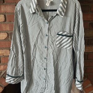 Pink Victoria Secret Stripped Green and White Womens Pajama Shirt